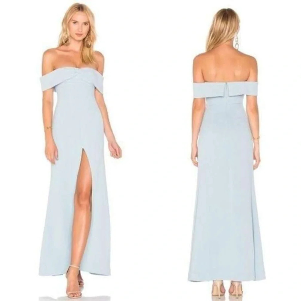 Lovers + Friends Danica Gown Blue Strapless Maxi Dress With Slit Sise Xs